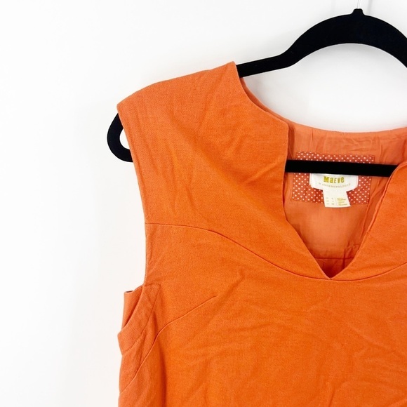✅ ANTHROPOLOGIE Maeve ORANGE/WHITE Embroidered Tunic Dress VISCOSE/LINEN SIZE 4 - Picture 3 of 8